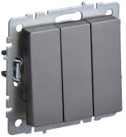 Выключатель 3-кл. СП BRITE ВС10-3-0-БрС 10А механизм сталь  BR-V30-0-10-K46