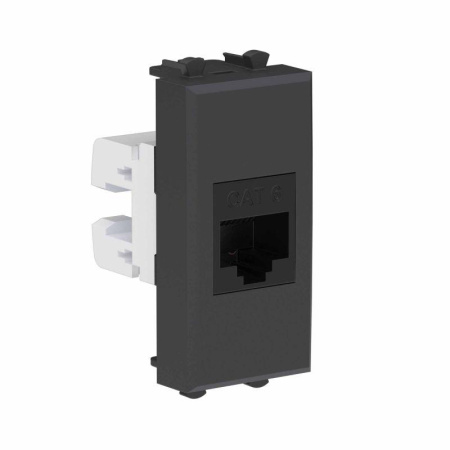 Розетка компьютерная 1мод. Avanti "Черный матовый" RJ45 кат.6 без шторок модульная механизм  4412691