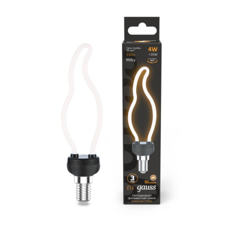 Лампа светодиодная филаментная Black Filament 4Вт контурная Artline свеча матовая 2700К тепл. бел. E14 330лм  1000801104