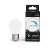 Лампа светодиодная Black 7Вт P45 шар 6500К холод. бел. E27 590лм диммир.  105102307-D