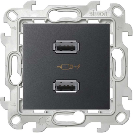 Розетка USB 2-м  24 механизм графит  2411096-038