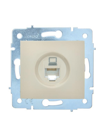 Розетка компьютерная 1-м СП ASTI IP20 RJ45 механизм Cat 5e крем.  7081-0388-139