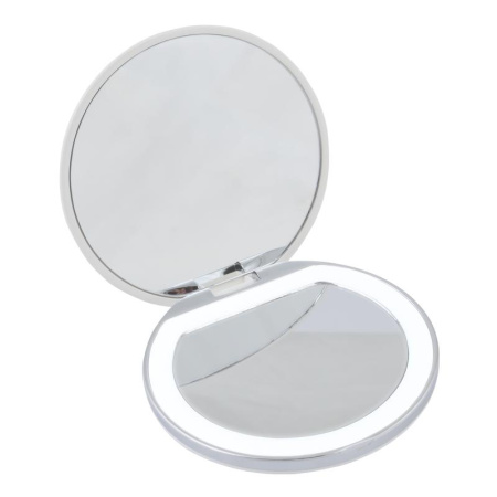Зеркало карманное ULK-F72 DIM/RECH WHITE с подсветкой (1Х+2Х) с диммером аккум. Li-Ion 300мАч в/к бел.  UL-00007898