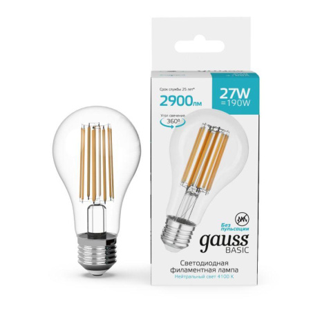 Лампа светодиодная филаментная Basic Filament А70 27Вт 4100К Е27 2900лм  40712272