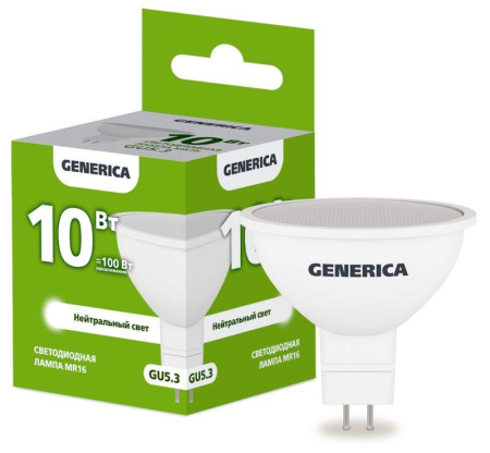 Лампа светодиодная MR16 10Вт софит 4000К GU5.3 230В  LL-MR16-10-230-40-GU5-G