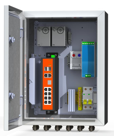 Термошкаф коммутационный 8хPoE 2хSFP 4хSC IP66 300х400х210мм 8К ГЗ  00-00015656