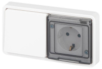 Блок розетка с выключателем Эксперт 11-7521-01 IP55 16А (10AX)-250В СУ бел.  Б0063261