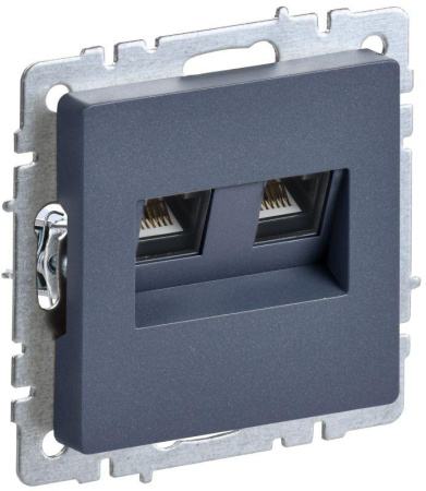 Розетка компьютерная двойн. СП RJ45 кат.6 BRITE РК11-2-БрМ механизм маренго  BR-K20-2-K35