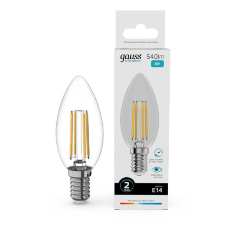 Лампа светодиодная филаментная Filament Elementary 8Вт свеча 4100К Е14 540лм  32128