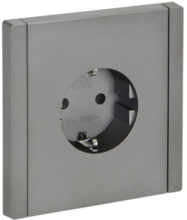 Розетка СП FORTE&PIANO FP513 16А с заземл. защ. шторки безвинт. крепл. сталь  FP-R14-16-1-K46