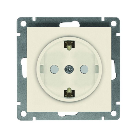 Розетка 1-м СП Афина 16А IP20 с заземл. защ. шторки механизм сл. кость (ivory)  A0049-I