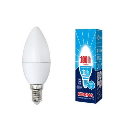Лампа светодиодная LED-C37-11W/NW/E14/FR/NR Norma 11Вт матовая E14 (упак. картон)  UL-00003811