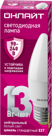 Лампа светодиодная 90 417 OLL-C37-13-230-4K-E27-FR (PRO 90-240В)  90417