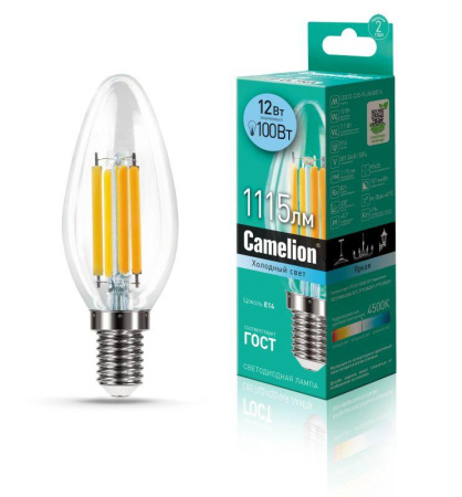 Лампа светодиодная филаментная LED12-C35-FL/845/E14 12Вт 220В  13709