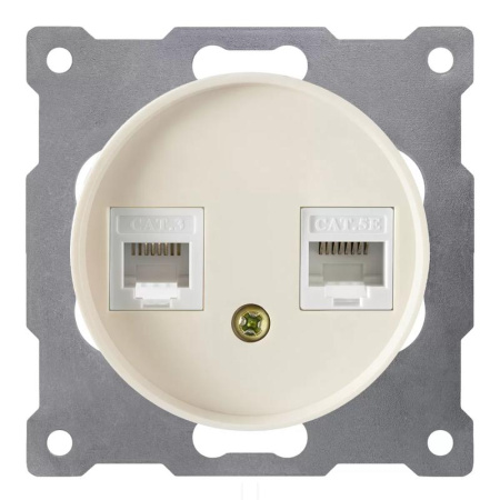 Розетка компьютерная + телефонная 2-м СП Florence RJ45 + RJ11 кат.5E механизм беж. (1E20801301)  2172794