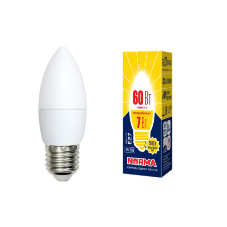 Лампа светодиодная LED-C37-7W/WW/E27/FR/NR Norma 7Вт матовая E27 (упак. картон)  UL-00003799