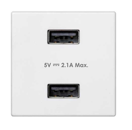 Устройство зарядное 2хUSB К45 5 В 2.1А бел.  Connect K126E-9