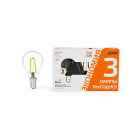 Лампа светодиодная филаментная Black Filament 7Вт P45 шар 2700К тепл. бел. E14 550лм промо (уп.3шт)  105901107T