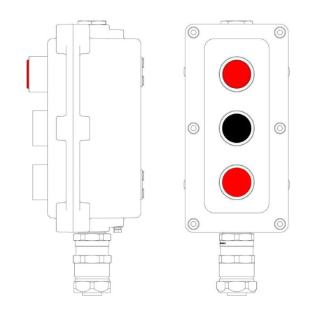 Пост управления взрывонепроницаемый из алюм. LCSD-03-B-MB-L1R(220)x1-P1B(11)x1-P1R(11)x1-PBMB-ANP15BMB DKC LCSD21000129
