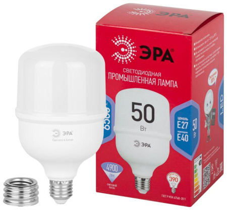 Лампа светодиодная высокомощная RED LINE LED POWER T100-50W-6500-E27/E40 R 50Вт Т100 колокол 6500К холод. бел. E27/E40 (переходник в компл.) 4900лм  Б0063829