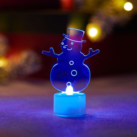 Фигура светодиодная "Снеговик в шляпе" 10см 1LED RGB 0.1Вт 4.5В IP20 на подставке элементы питания 3хAG13(LR44) (в компл.)  501-043