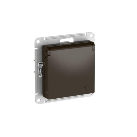 Розетка AtlasDesign 16А IP20 с заземл. со шторками с крышкой быстрозажим. клем. механизм мокко SE ATN000646S