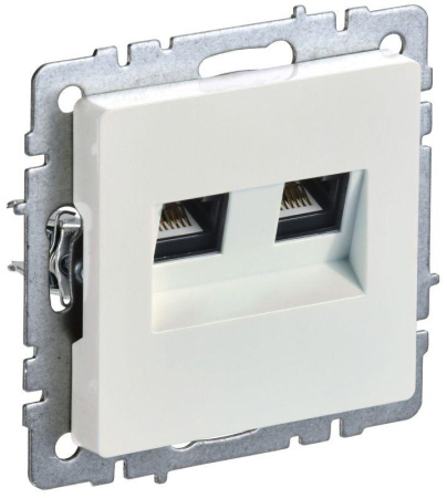 Розетка компьютерная двойн. СП RJ45 кат.6 BRITE РК11-2-БрЖ механизм жемчуж.  BR-K20-2-K36