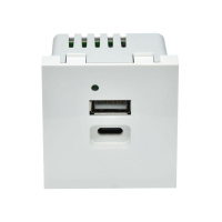 Розетка USB A+C 2 мод. РКЮ-25-40-П 5В 4.2А бел. PRIMER  PR-KK40D-RU-0-2-AC-K01