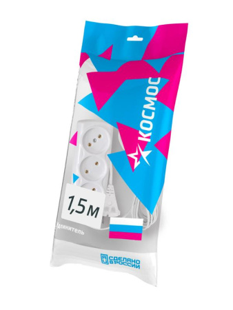 Удлинитель 3х1.5м 6А IP20 ПВС 2х0.75  YKsm1.5m-3g(6A)S