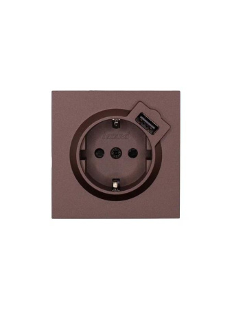 Розетка 1-мест. с/з+USB разъем СП ZIMA IP20 шоколад  704-7388-181