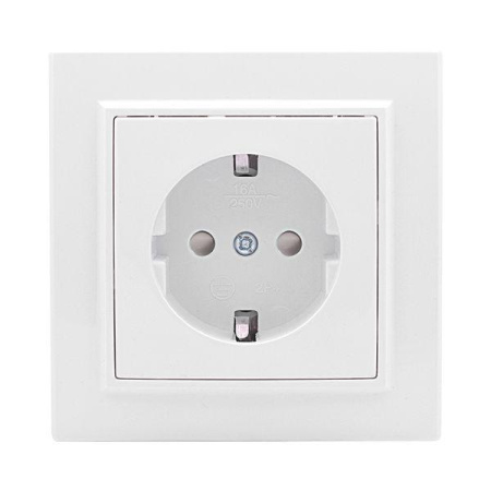 Розетка 1-м СП Минск 16А IP20 с заземл. защ. шторки бел. Basic  ERR16-028-100