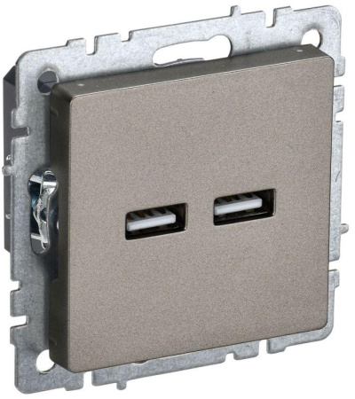 Розетка BRITE USB A+A 3.1А РЮ10-1-БрШ механизм шампань  BR-U21-D31-K37