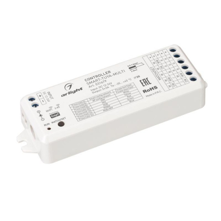 Контроллер SMART-TUYA-MULTI (12-24В 5х3А RGB-MIX 2.4G) (IP20 пластик 5 лет)  031679