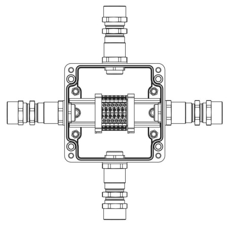 Коробка клеммная взрывозащ. TBE-P-03-(6xCBC.2)-1xKA2MHK(A)-1xKA2MHK(B)-1xKA2MHK(C)-1xKA2MHK(D)1Ex e IIC Т5 Gb /Ex tb IIIC T95град.C Db IP66/КЗ полиэстер  1231.031.22.1226