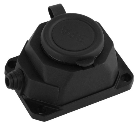 Колодка удлинителя 1-м с заземл. 16А IP44 K-1e-B-IP44 каучук черн.  Б0044543