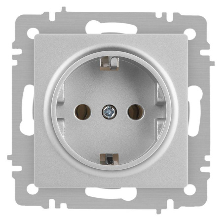 Розетка Accent 6-202-03 2P+E Schuko 16А-250В IP20 СУ алюм.  Б0063686