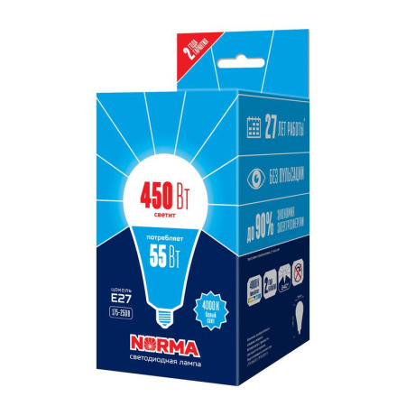 Лампа светодиодная LED-A140-55W/4000K/E27 /FR/NR Norma 55Вт матовая 4000К нейтр. бел. E27 (упак. картон)  UL-00005614