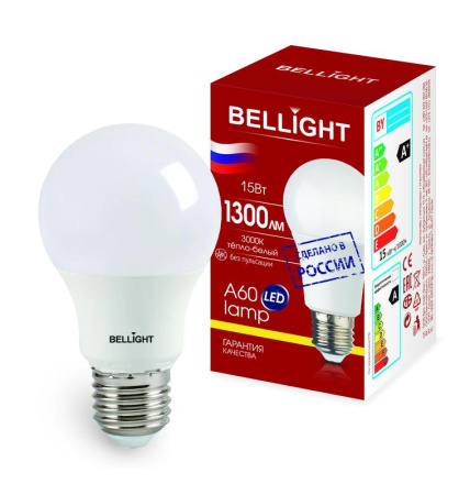 Лампа светодиодная LED A60 220В 15Вт E27 1300лм 3000К  85339513