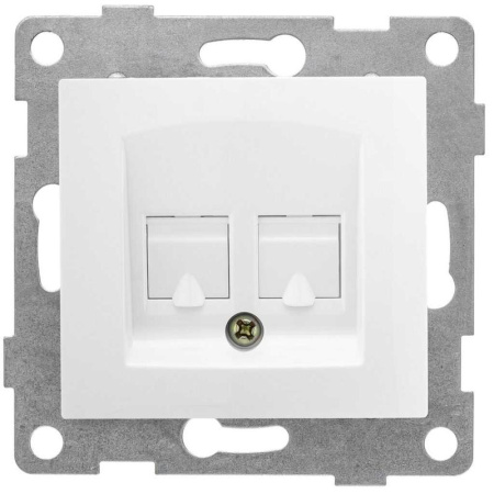 Розетка компьютерная + телефонная 2-м СП Bravo RJ45 + RJ12 механизм бел.  С10КТ-001