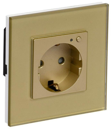 Розетка СП 16А WIFI+BLE стекл/р. защ. шторки iTEQ SMART зол.  IT-R16SFWBG-K22