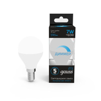 Лампа светодиодная Black 7Вт P45 шар 6500К холод. бел. E14 590лм диммир.  105101307-D