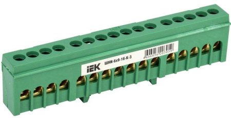 Шина PE "земля" в корп. изол. на DIN-рейку ШНИ-6х9-16-К-З  YNN10-69-16KD-K06