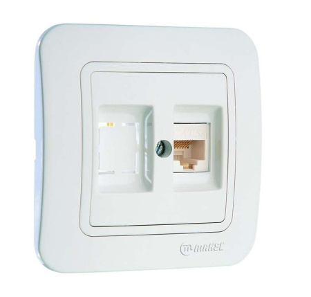 Розетка компьютерная 2-м СП Lillium 16А IP20 кат.5E + гнездо бел./бел.  70035