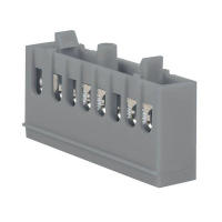 Шина L "фаза" 6х9 8 отверстий серый изолированный корпус на DIN-рейку латунь PROxima  sn0-63-8-is