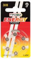Элемент питания воздушно-цинковые для слухового аппарата ZA10-6BL ENERGY POWER Hearing Aid (блист.6шт)  Б0057975