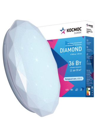Светильник светодиодный Classic DIAMOND 36Вт 230В 6500К 2340лм 368х65мм настенно-потолочный  KCDiam36W_6500