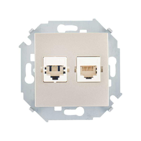 Розетка компьютерная + телефонная 2-м СП  15 RJ45 + RJ11 кат.5E Systimax механизм шампань  1591590-034