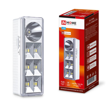 Светильник светодиодный СБА 2207DC 6+1LED 1.0А.ч lithium battery DC аварийный  4690612029559