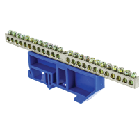 Шина нулевая N 6х9 24 отверст. цинк син. изолятор на DIN-рейку PROxima  sn1-63-24-d