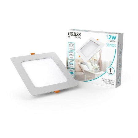 Светильник светодиодный Basic Downlight 12Вт 4000К IP20 1000лм 170-260В 145х26 квадрат бел.  9031420212